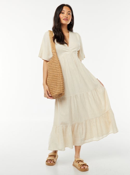 Robe longue base volantée avec dos ouvert - Kiabi