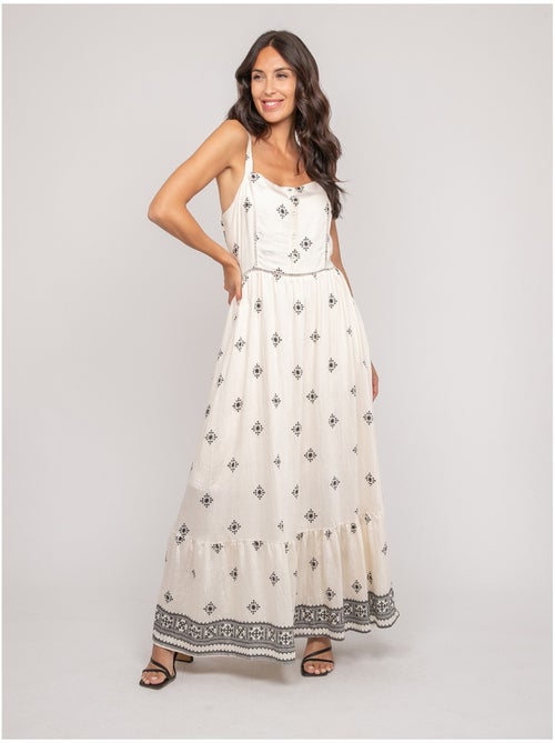 Robe longue bretelles avec motif ilkanie - Kiabi Robe longue bretelles avec motif ilkanie - Kiabi
