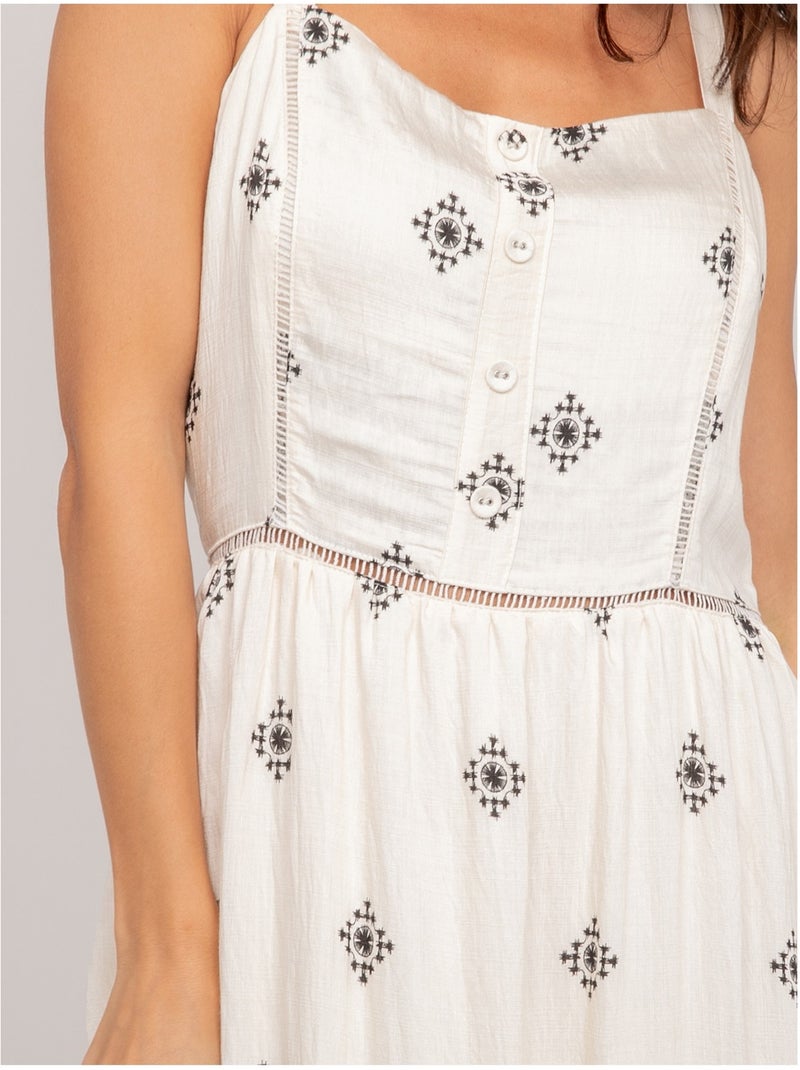 Robe longue bretelles avec motif ilkanie Noir - Kiabi