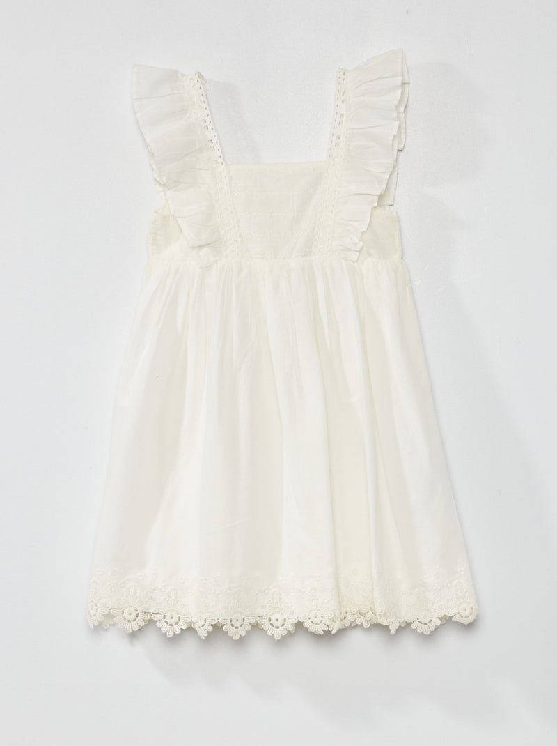 Robe longue broderie anglaise - blanc - 20.00�?� - Kiabi