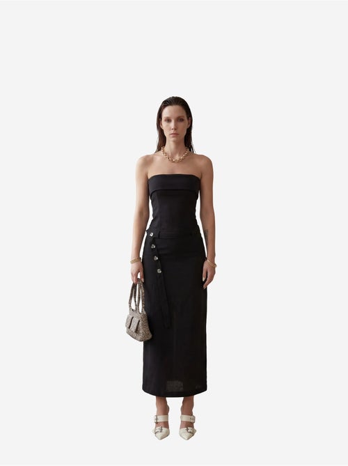 Robe longue bustier avec ceinture my fashion - Kiabi