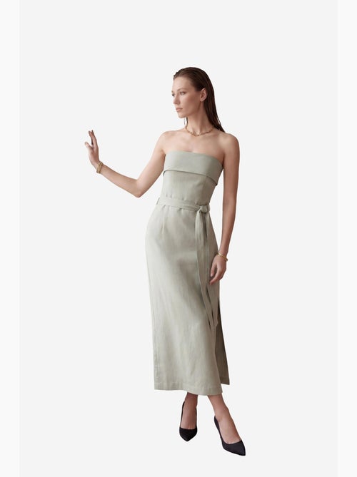 Robe longue bustier avec ceinture my fashion - Kiabi