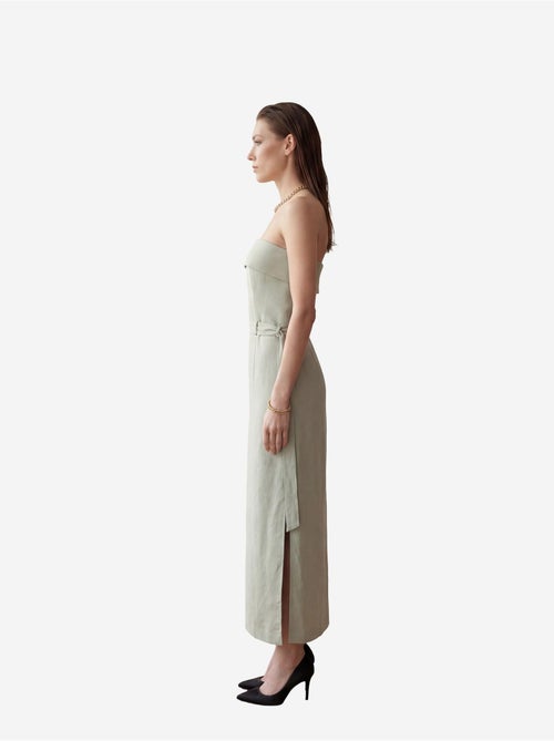 Robe longue bustier avec ceinture my fashion - Kiabi