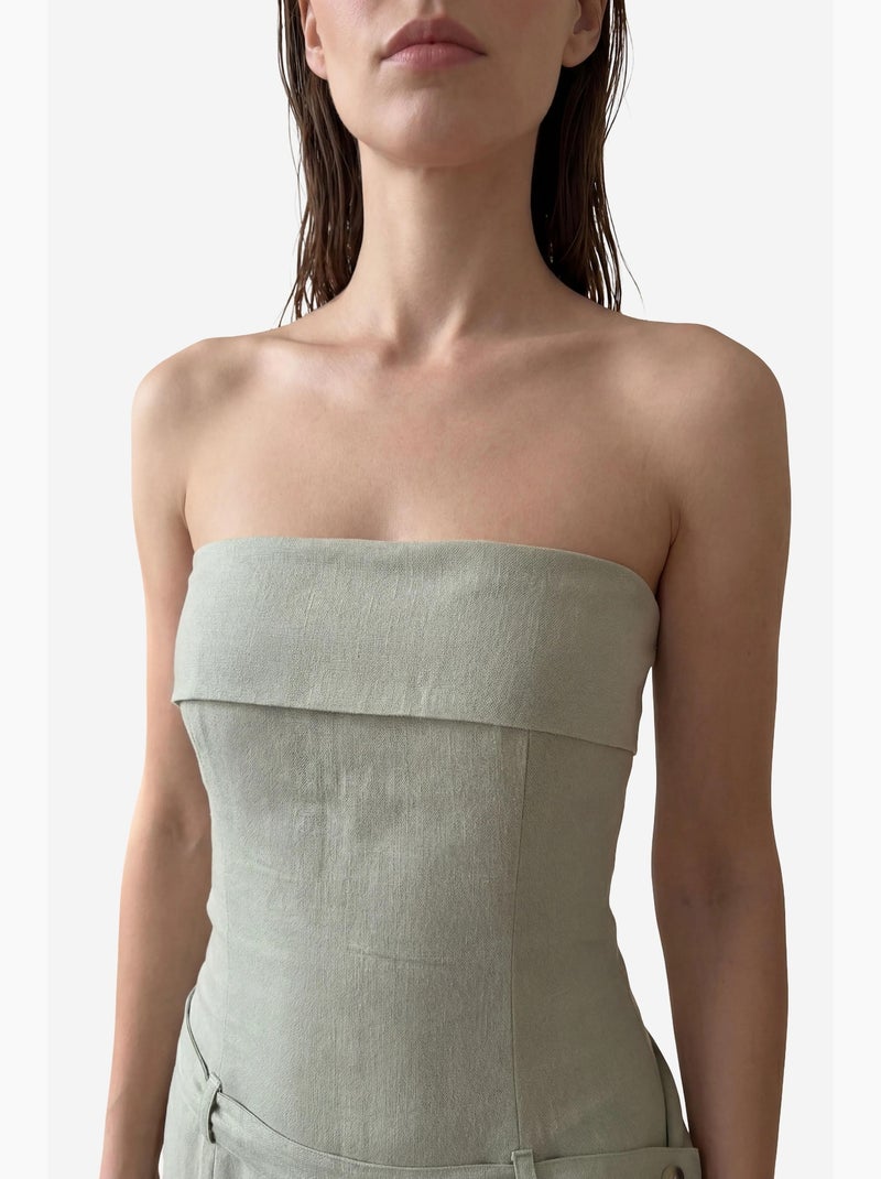 Robe longue bustier avec ceinture my fashion Vert pastel - Kiabi