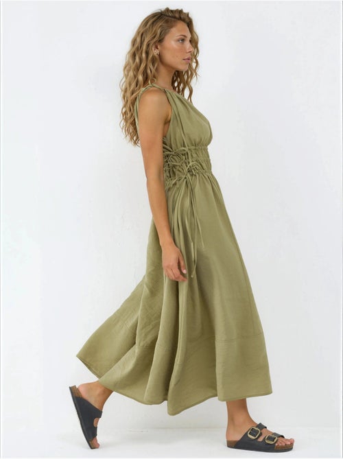 Robe longue bustier avec détails élastiques busem - Kiabi