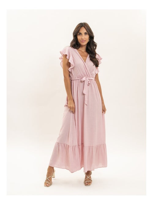 Robe longue cache-coeur avec ceinture iteria - Kiabi
