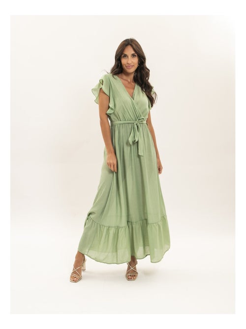 Robe longue cache-coeur avec ceinture iteria - Kiabi