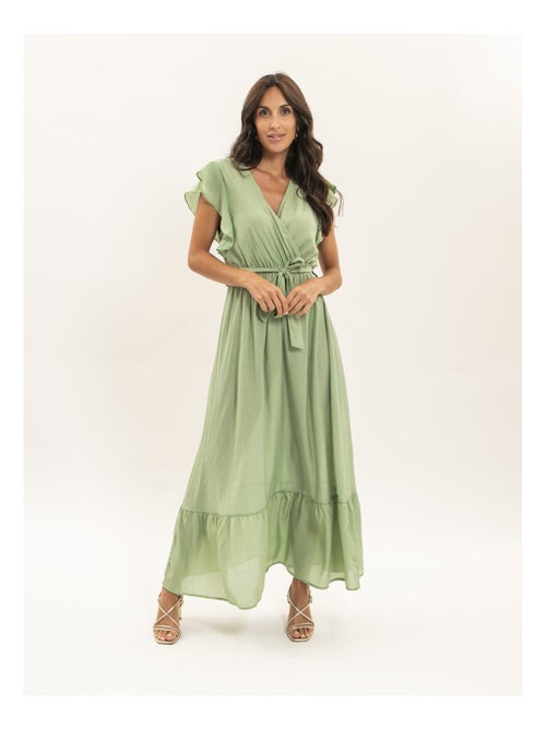 Robe longue cache-coeur avec ceinture iteria - Kiabi