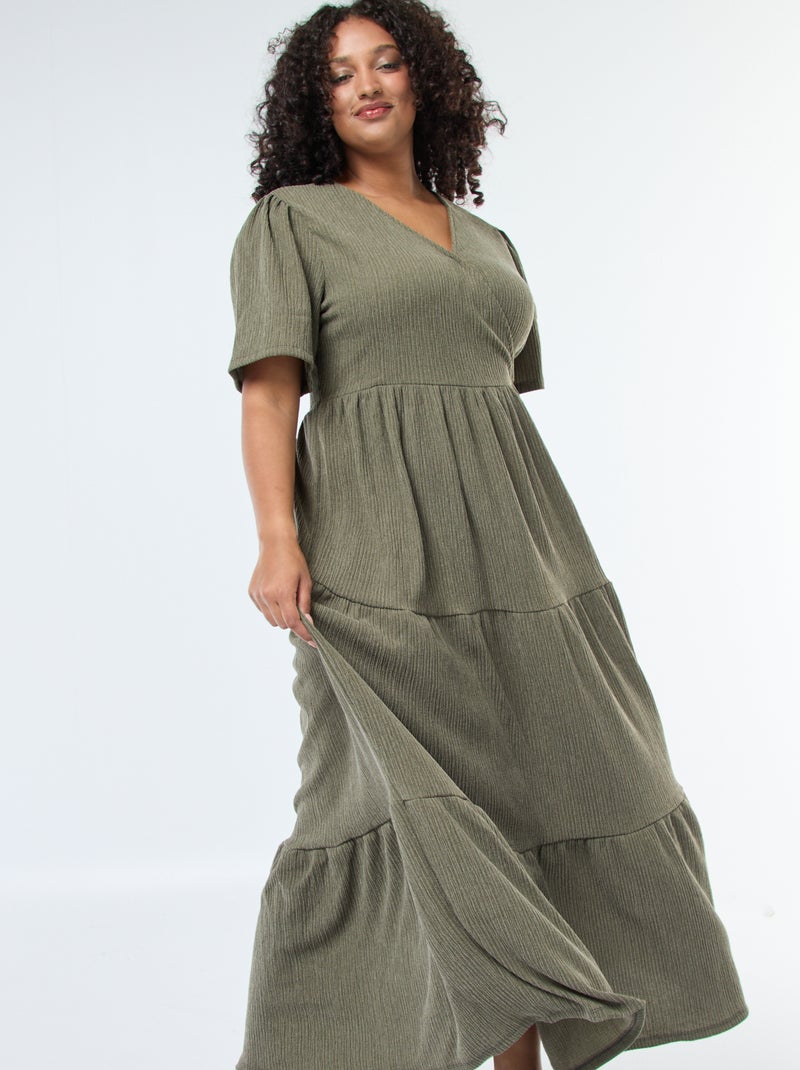 Robe longue cache cœur Kaki - Kiabi