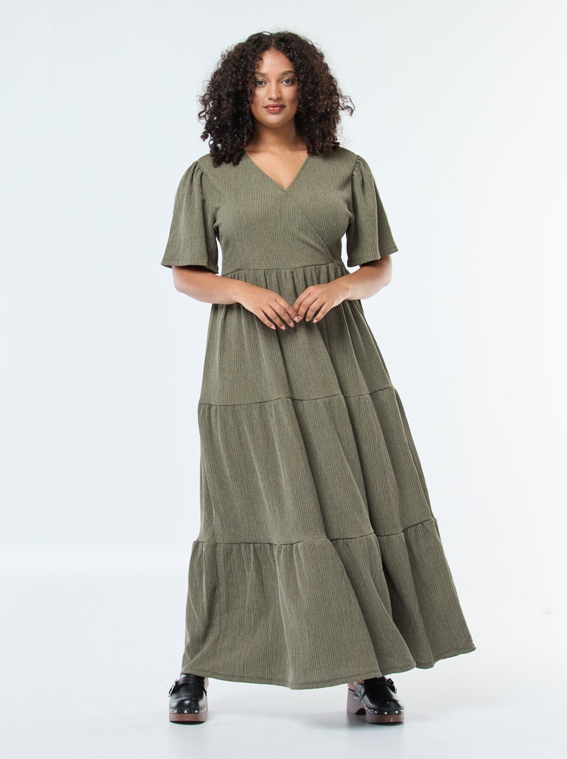 Robe longue cache cœur Kaki - Kiabi