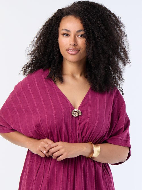 Robe longue col croisé avec bijou fantaisie - Kiabi