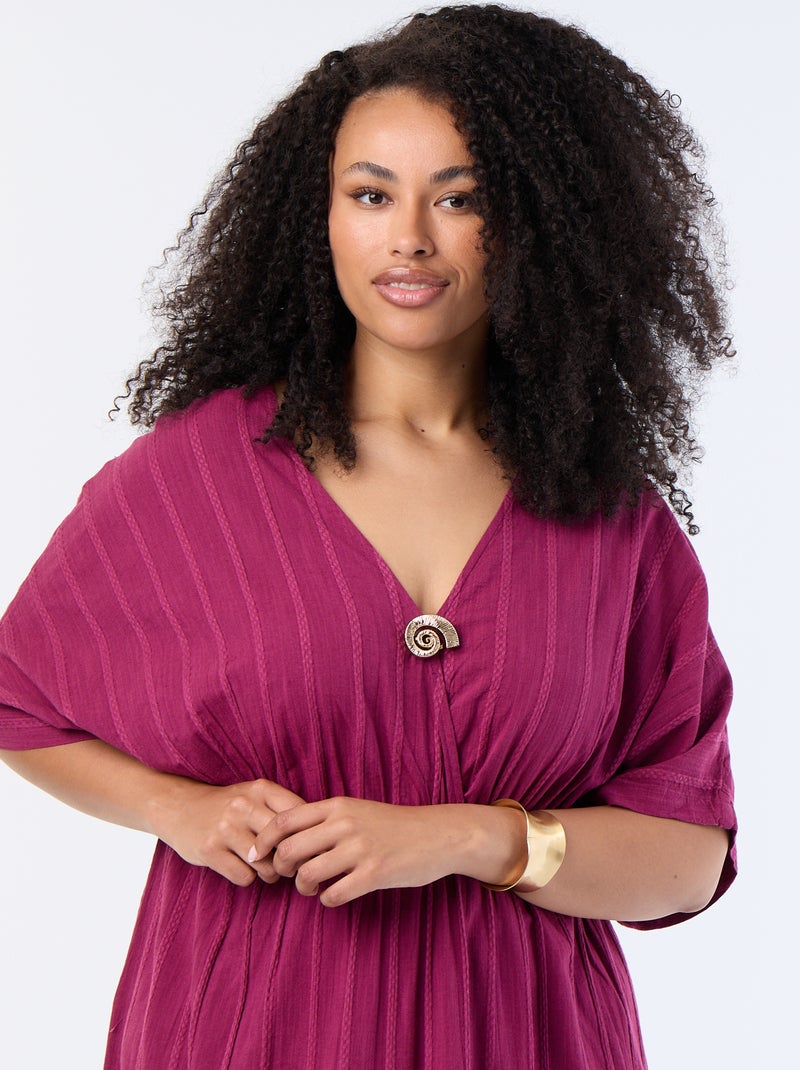 Robe longue col croisé avec bijou fantaisie Violet - Kiabi