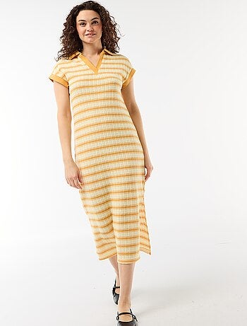 Robe longue col polo