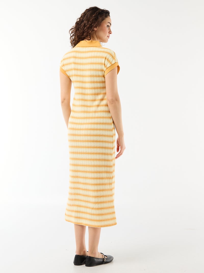 Robe longue col polo Jaune - Kiabi