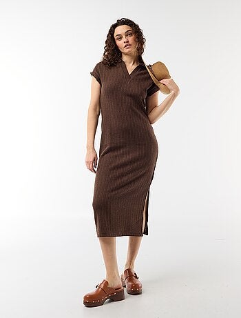 Robe longue col polo