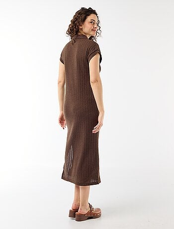 Robe longue col polo