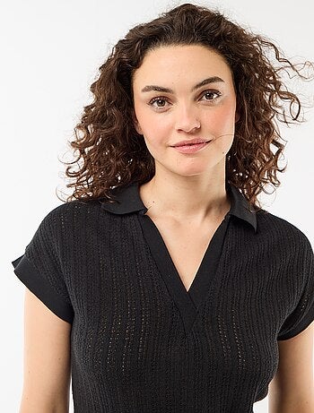 Robe longue col polo