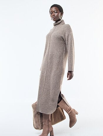 Robe longue col roulé en maille