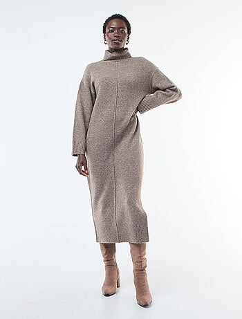 Robe longue col roulé en maille