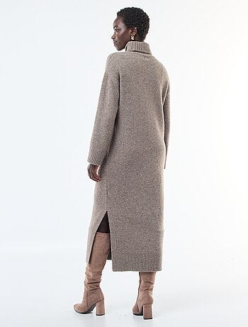 Robe longue col roulé en maille