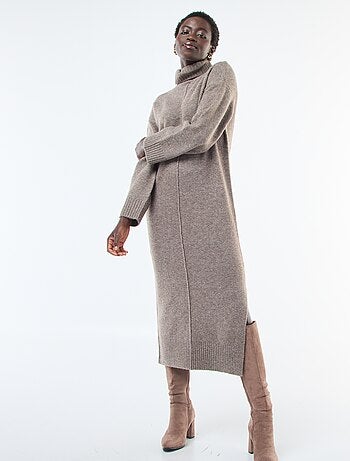 Robe longue col roulé en maille