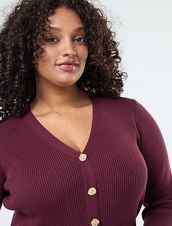 Robe longue côtelée avec boutonnage doré