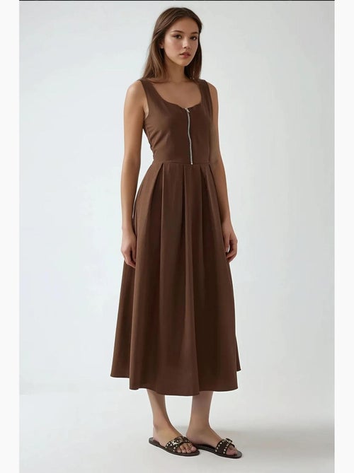Robe longue coupe a avec col ras du cou et fermeture éclair hiccup - Kiabi