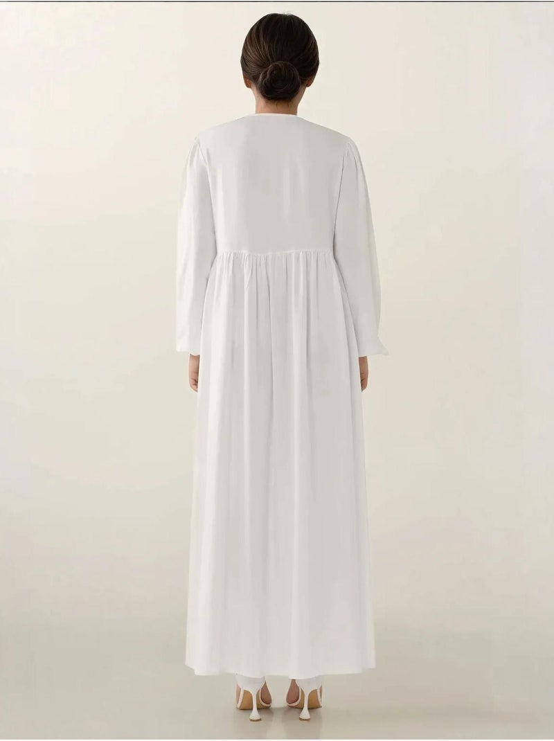 Robe longue coupe a et col ras du cou hiccup Ivoire - Kiabi