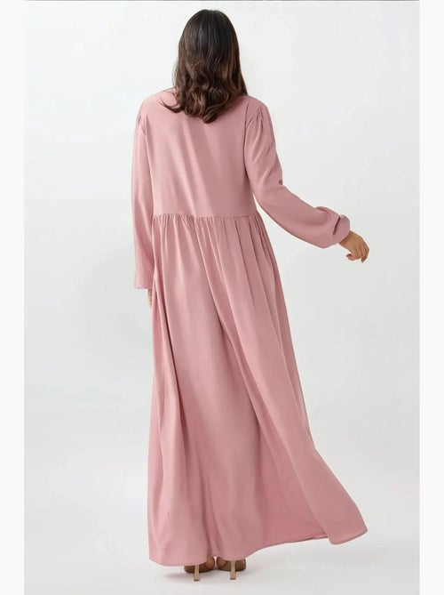Robe longue coupe a et col ras du cou hiccup - Kiabi Robe longue coupe a et col ras du cou hiccup - Kiabi