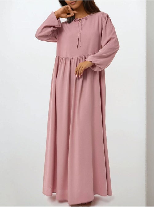 Robe longue coupe a et col ras du cou hiccup - Kiabi Robe longue coupe a et col ras du cou hiccup - Kiabi