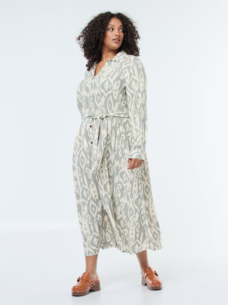 Robe longue coupe chemise avec ceinture à la taille Noir - Kiabi