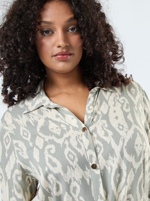 Robe longue coupe chemise avec ceinture à la taille - Kiabi