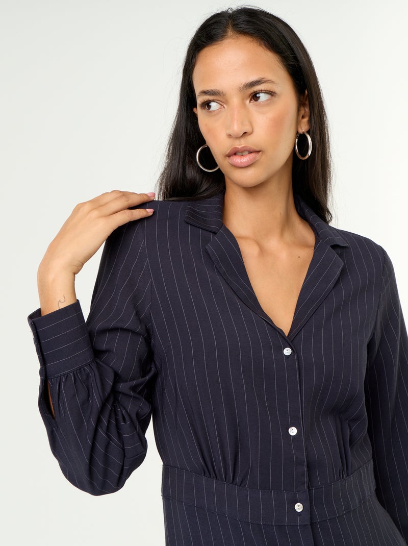 Robe longue coupe chemise Bleu - Kiabi
