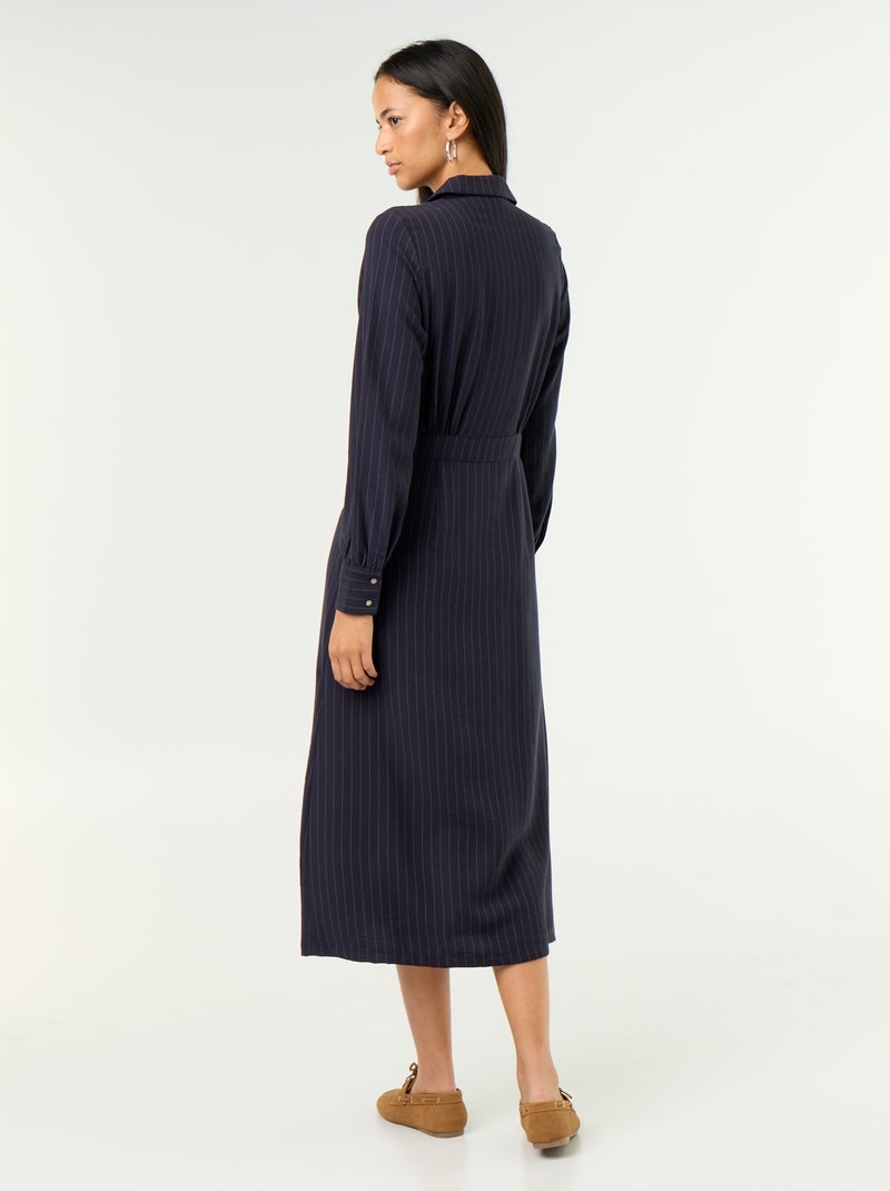 Robe longue coupe chemise Bleu - Kiabi