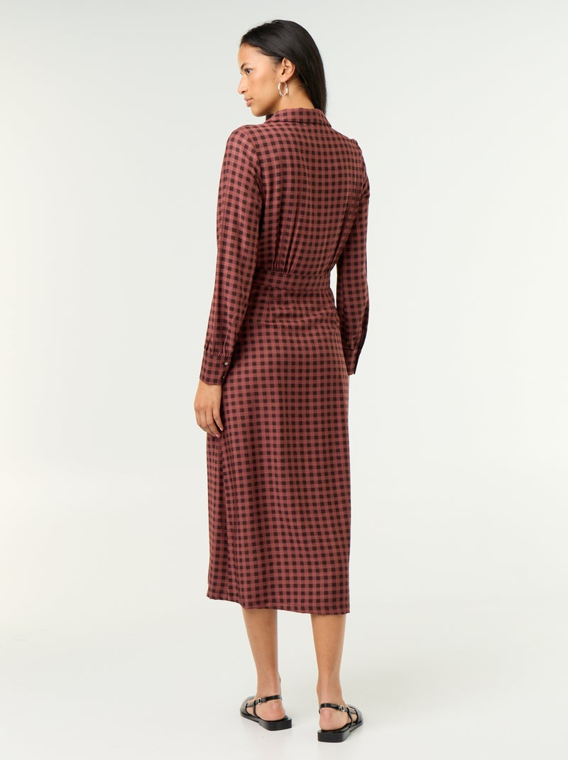 Robe longue coupe chemise Marron - Kiabi