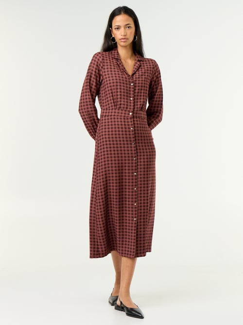 Robe longue coupe chemise - Kiabi
