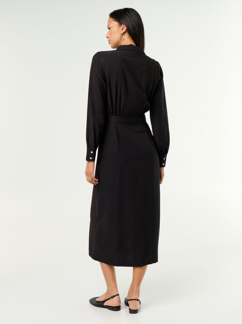 Robe longue coupe chemise Noir - Kiabi