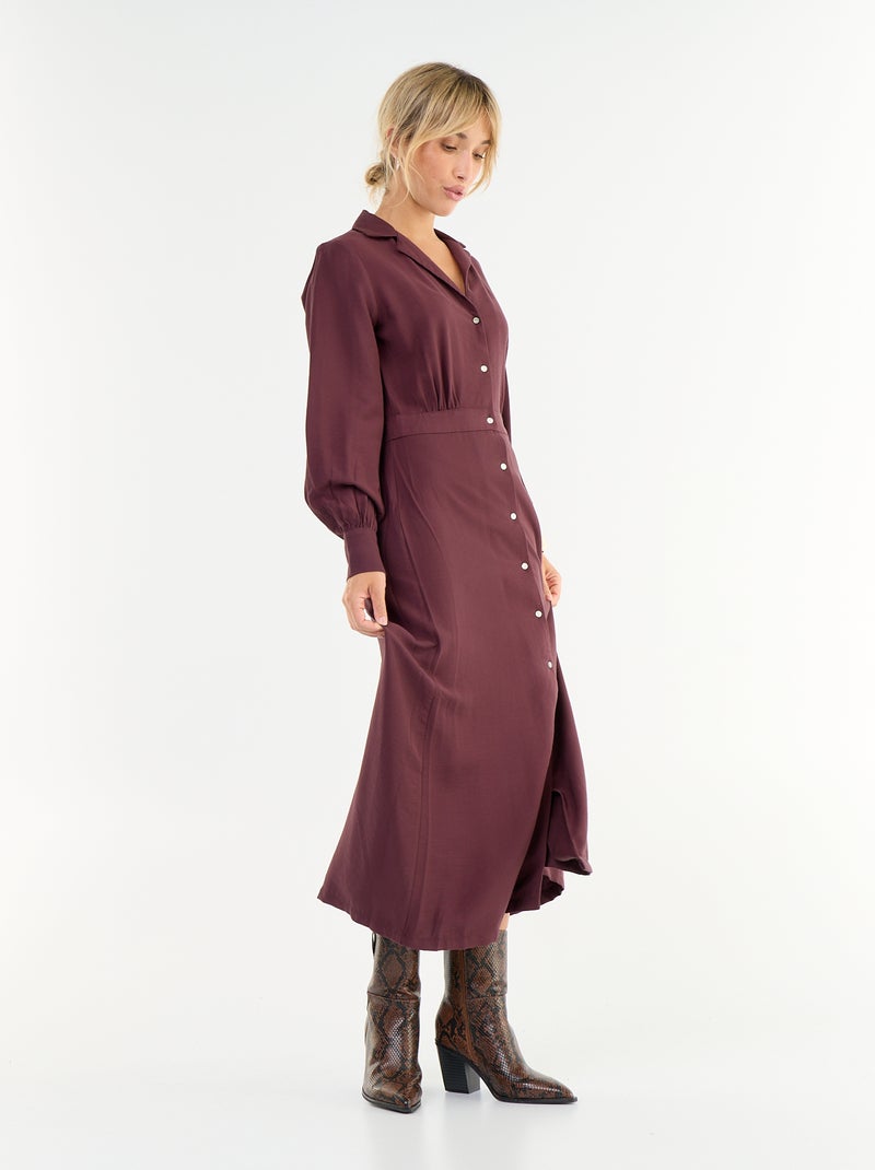 Robe longue coupe chemise Violet - Kiabi
