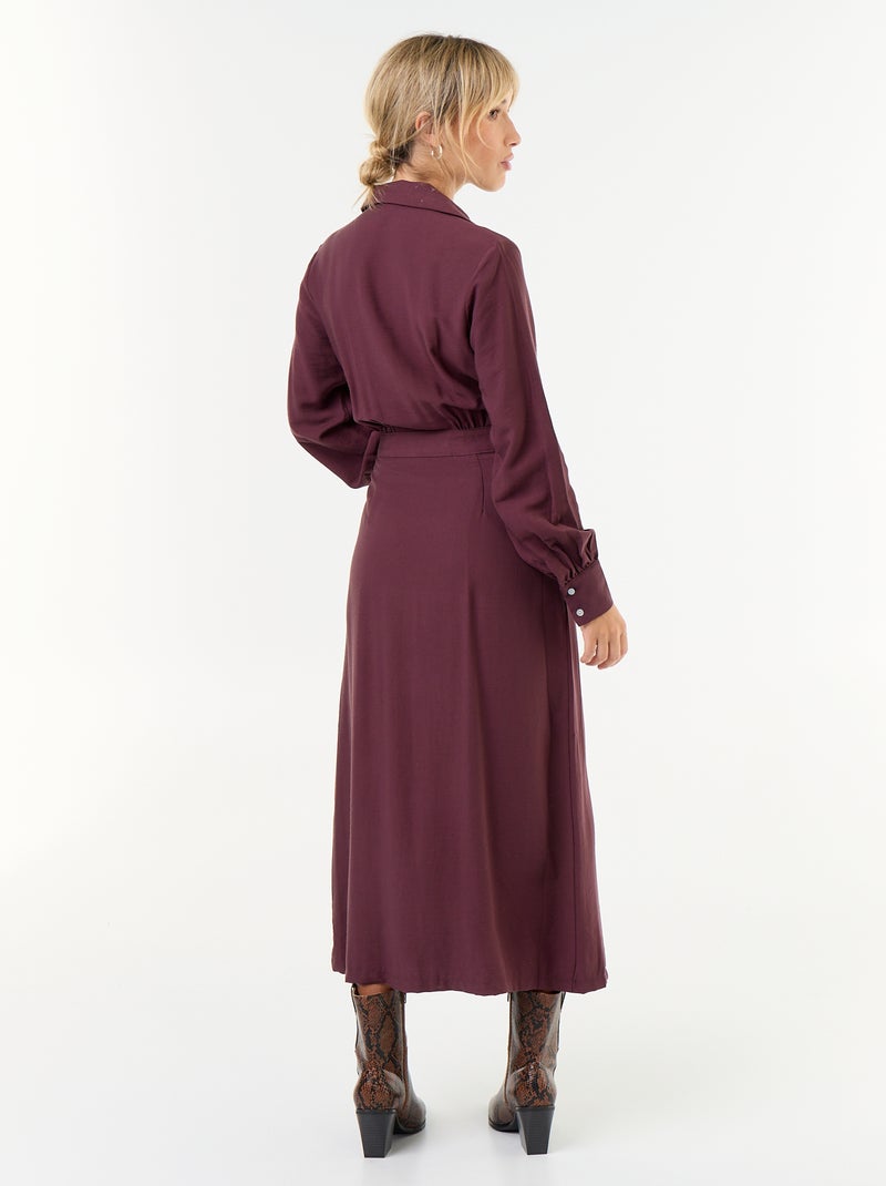 Robe longue coupe chemise Violet - Kiabi