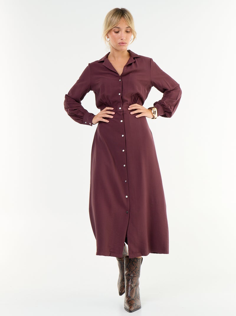 Robe longue coupe chemise Violet - Kiabi