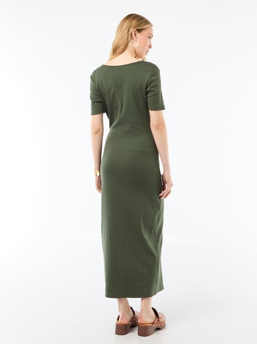 Robe longue coupe drapée avec bijou - Kiabi