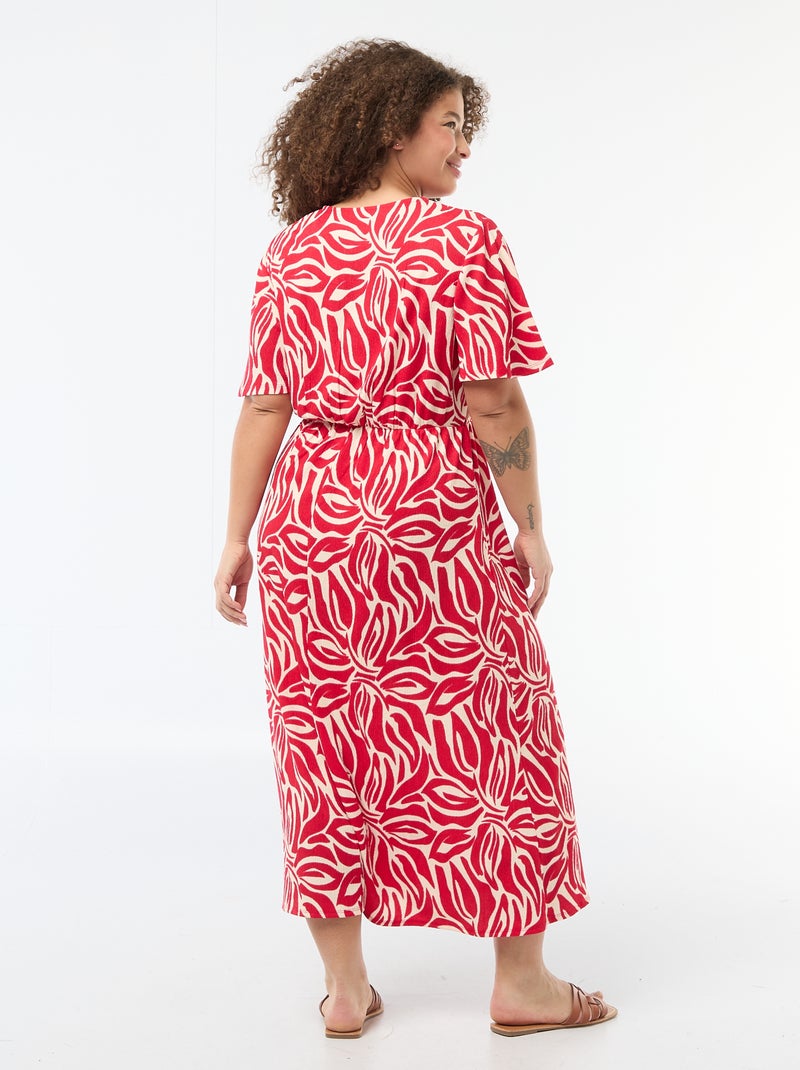 Robe longue coupe portefeuille Rouge - Kiabi