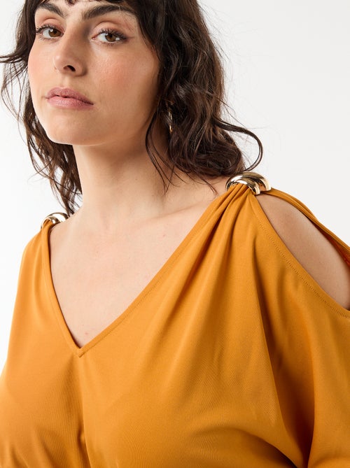 Robe longue de cérémonie à manches courtes - Kiabi