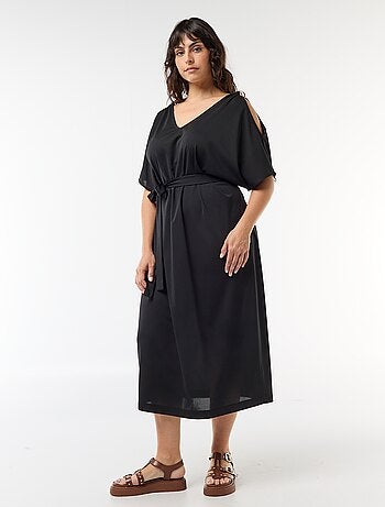 Robe longue de cérémonie à manches courtes
