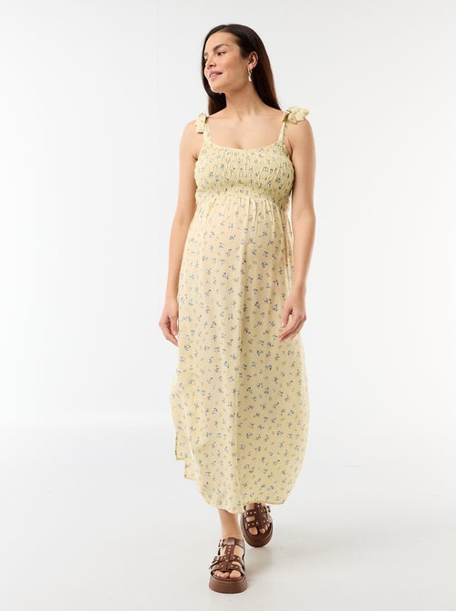 Robe longue de maternité smockée - Kiabi