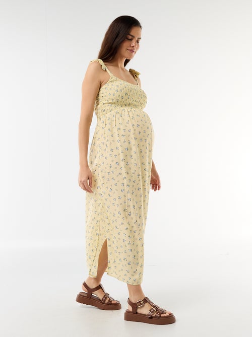Robe longue de maternité smockée - Kiabi