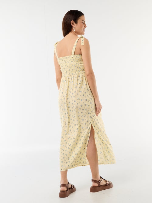 Robe longue de maternité smockée - Kiabi