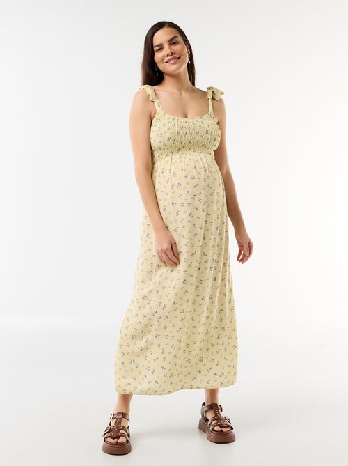 Robe longue de maternité smockée - Kiabi
