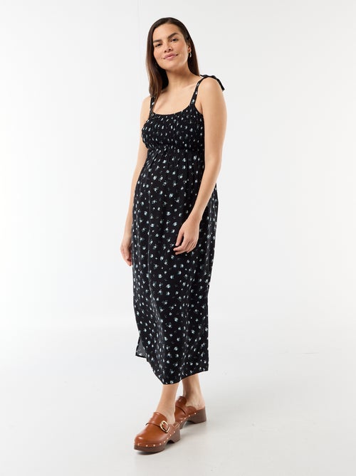 Robe longue de maternité smockée - Kiabi