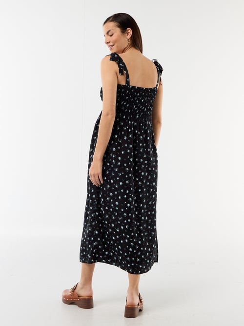 Robe longue de maternité smockée - Kiabi